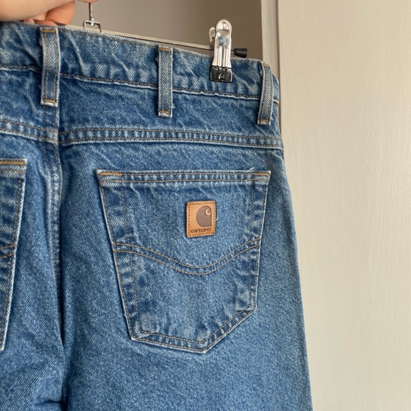 Vintage Carhartt Flannel Lined Blue Jeans Made in USA Women’s 31 x 31 - Picture 3 of 9